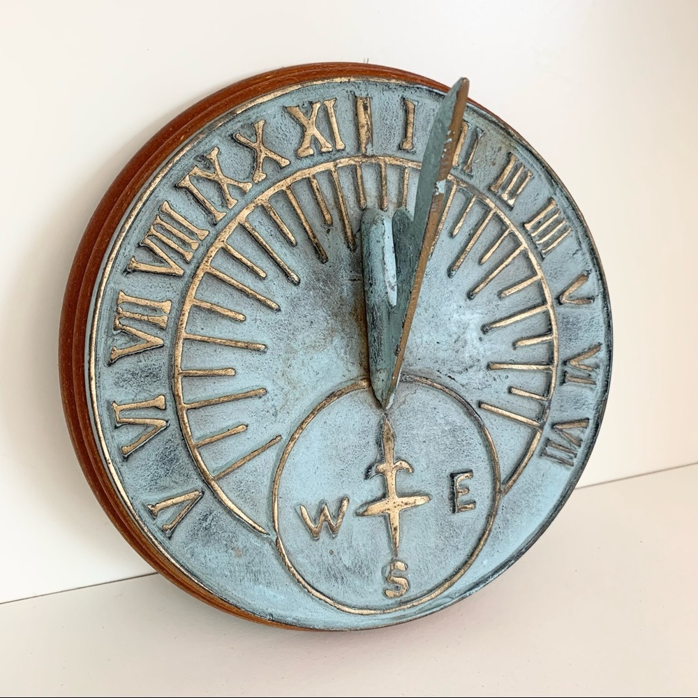 Vintage solid metal sundial decor